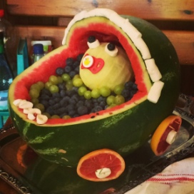 Baby Carriage Fruit Carving for the Win!